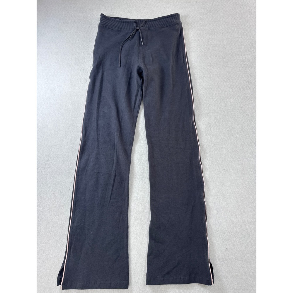 Jockey Activewear Womens Small Dark Gray Pink Stripe Flare Leg Drawstring Pants